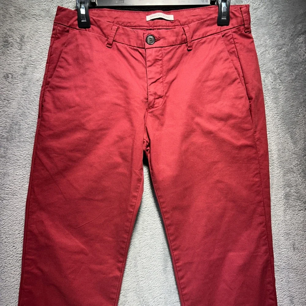 Sartoria Rossi Mens Chino Pants Red Cotton Slim Fit Trousers 30x30